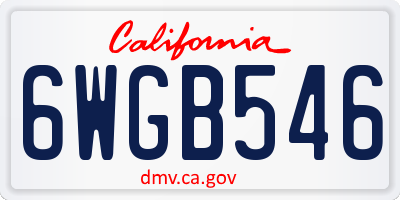 CA license plate 6WGB546