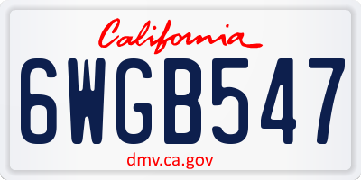 CA license plate 6WGB547