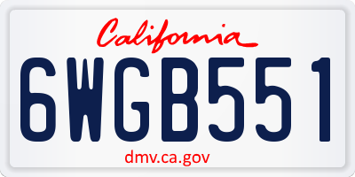 CA license plate 6WGB551