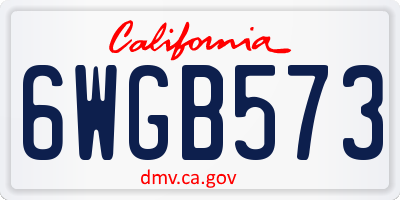 CA license plate 6WGB573