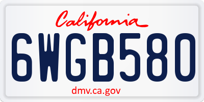CA license plate 6WGB580