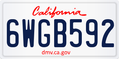 CA license plate 6WGB592