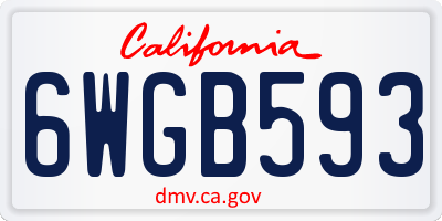 CA license plate 6WGB593