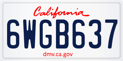 CA license plate 6WGB637