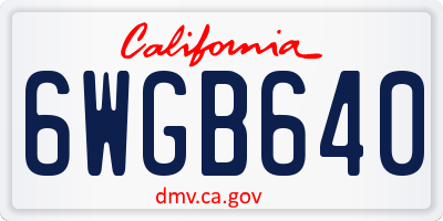 CA license plate 6WGB640