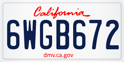 CA license plate 6WGB672