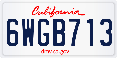 CA license plate 6WGB713