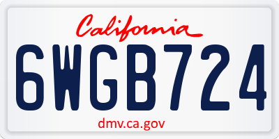 CA license plate 6WGB724