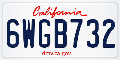 CA license plate 6WGB732