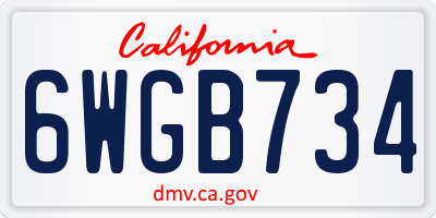 CA license plate 6WGB734