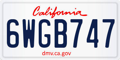 CA license plate 6WGB747