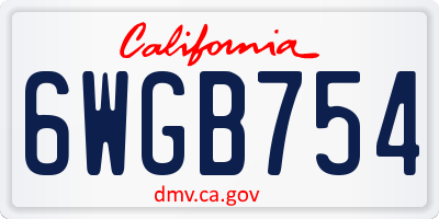 CA license plate 6WGB754