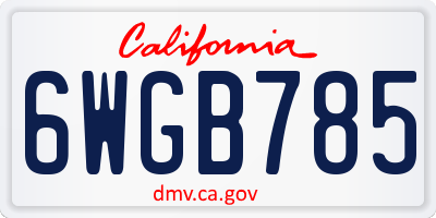 CA license plate 6WGB785