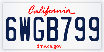 CA license plate 6WGB799