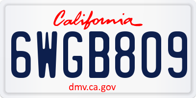 CA license plate 6WGB809