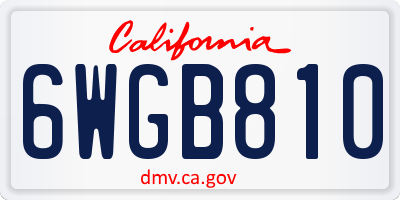 CA license plate 6WGB810
