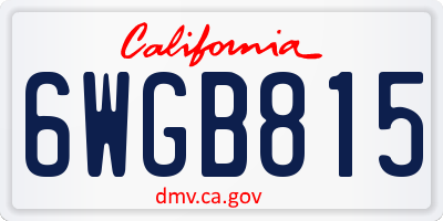 CA license plate 6WGB815
