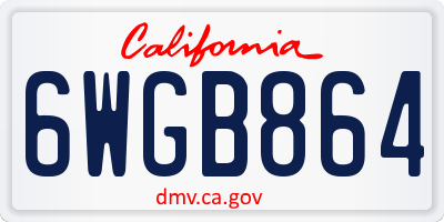 CA license plate 6WGB864