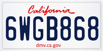 CA license plate 6WGB868