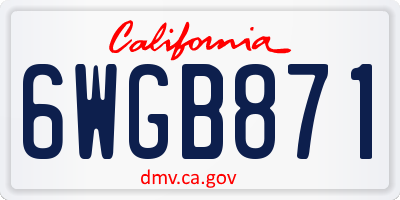 CA license plate 6WGB871
