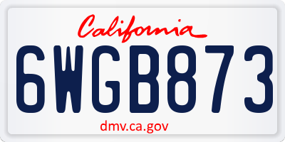CA license plate 6WGB873
