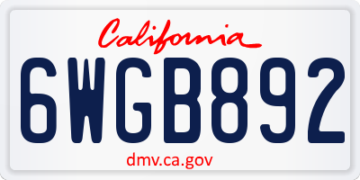 CA license plate 6WGB892