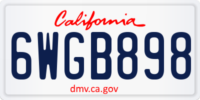 CA license plate 6WGB898