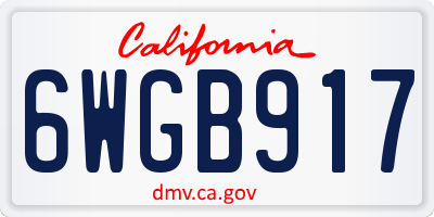 CA license plate 6WGB917