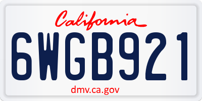 CA license plate 6WGB921