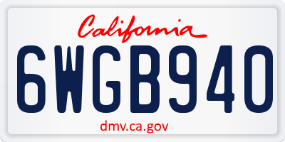 CA license plate 6WGB940