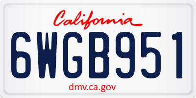 CA license plate 6WGB951