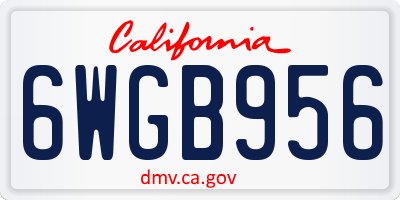 CA license plate 6WGB956