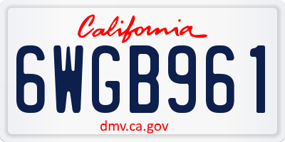 CA license plate 6WGB961