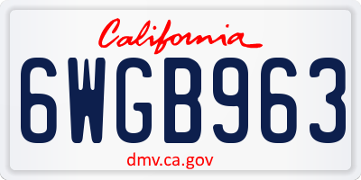 CA license plate 6WGB963