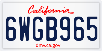 CA license plate 6WGB965