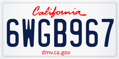 CA license plate 6WGB967