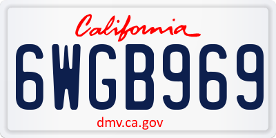 CA license plate 6WGB969
