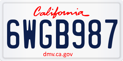 CA license plate 6WGB987