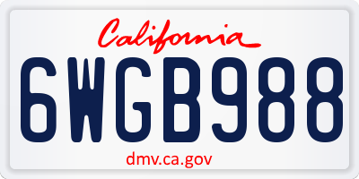 CA license plate 6WGB988