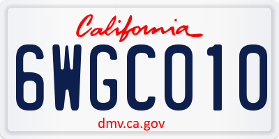 CA license plate 6WGC010