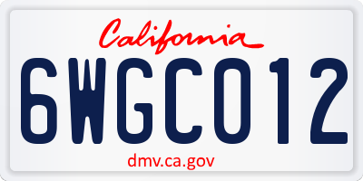 CA license plate 6WGC012