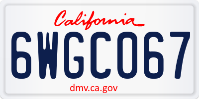 CA license plate 6WGC067