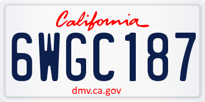 CA license plate 6WGC187