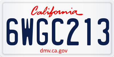 CA license plate 6WGC213