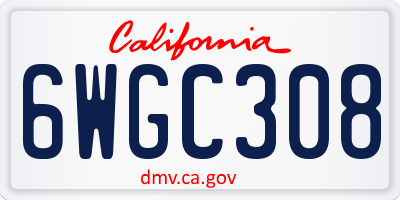 CA license plate 6WGC308