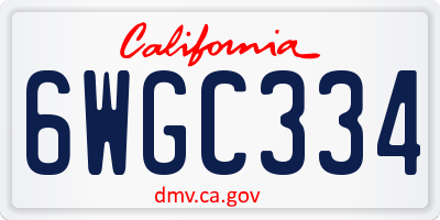 CA license plate 6WGC334