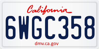 CA license plate 6WGC358