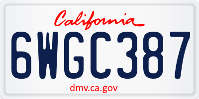 CA license plate 6WGC387
