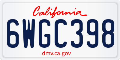 CA license plate 6WGC398