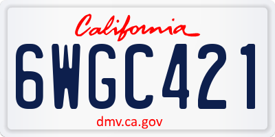 CA license plate 6WGC421